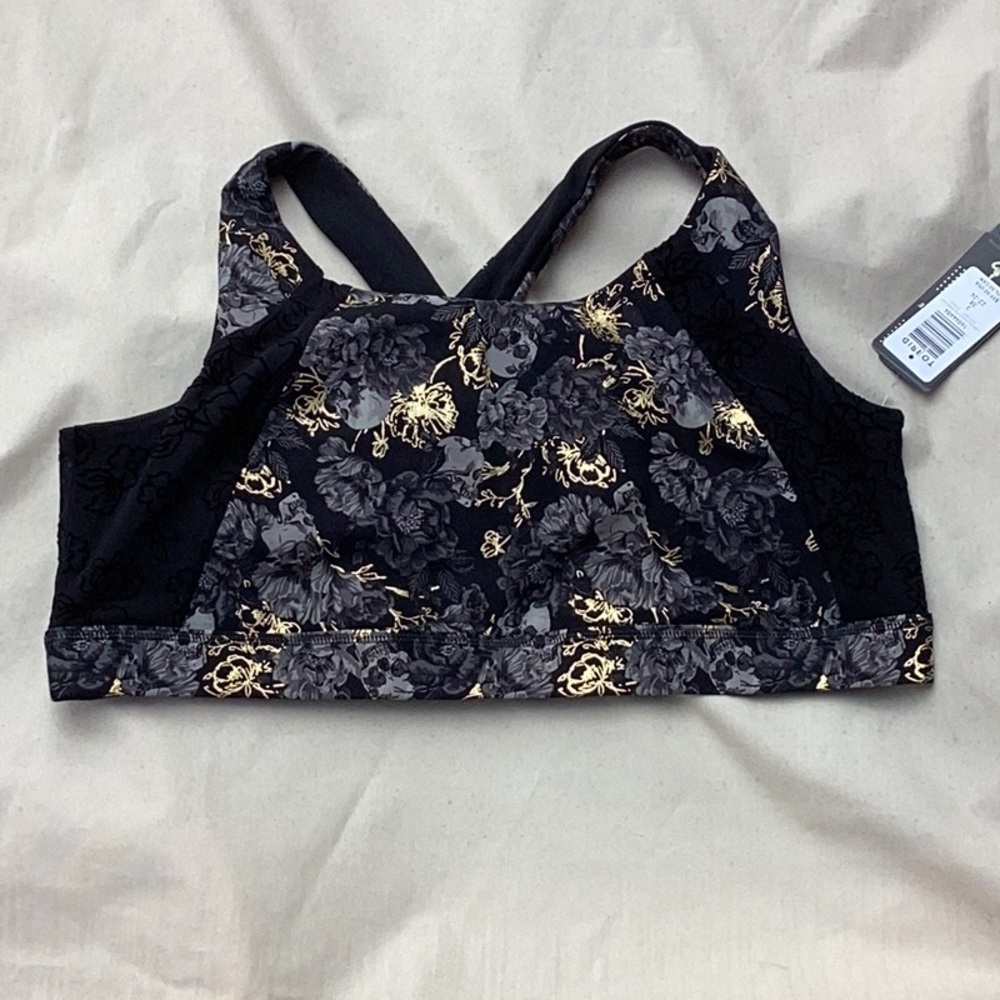 Torrid Black and Gold Floral Lace Bra